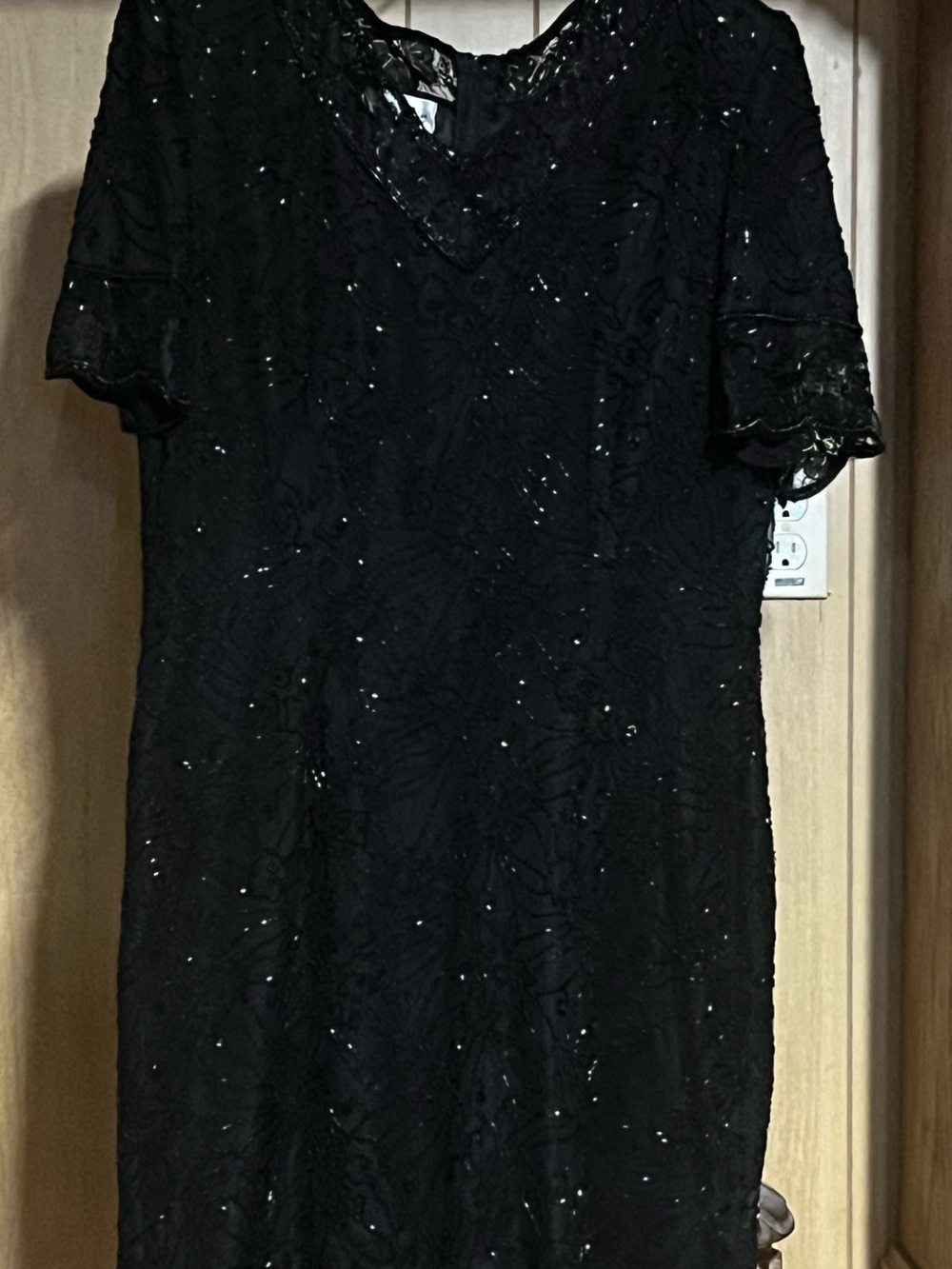 Stenay Black Beaded Lace Cocktail Dress Size Large Vintage